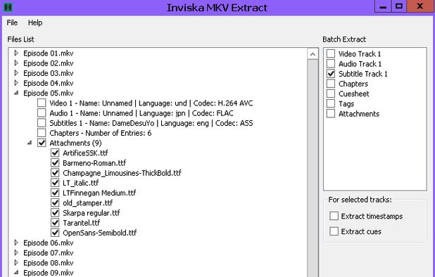 Inviska Mkv Extract Allows You To Extract Elements From Mkv Files