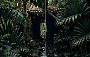 Jungle before and after upsampling