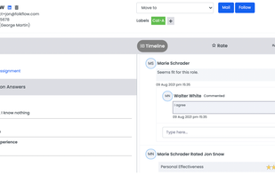 Candidates application form, resume and evaluation notes of all the interviewers in one single place