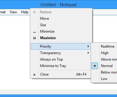 Example: Notepad running on Microsoft Windows 8 x64.