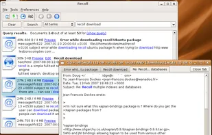 A result list with a preview window open