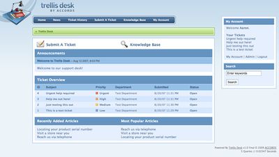 Helpdesk front page