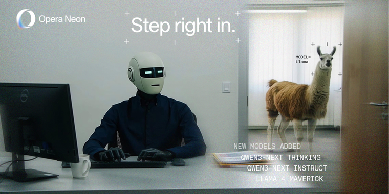 Opera Neon adds Llama 4 Maverick and Qwen3 LLMs to Neon Chat image
