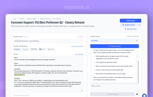 Manage your prompts, AI providers, versions and test them all in one place. Preview and interact as a user