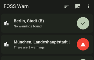 List of regions to receive warnings for