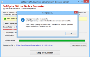 SoftSpire EML to Zimbra Converter screenshot 2