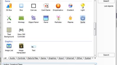 Construct has over 60 built-in plugins which can be dropped in to a layout and provide functionality.