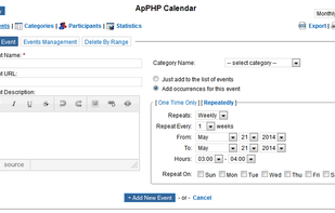 ApPHP Calendar screenshot 1
