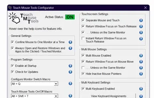 Touch Mouse Tools graphical user interface.