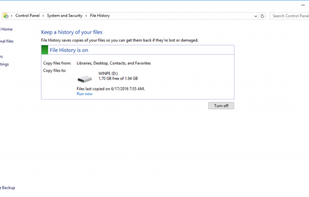 Windows File History screenshot 1