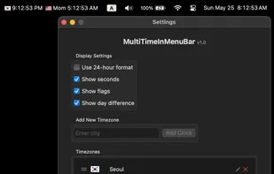 MultiTimeInMenuBar screenshot 1