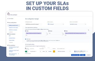 Flexible SLA conditions
Set SLA timer conditions, calendar and multi-cycle option.

?onfigure SLA time goals with highlights and automation action.