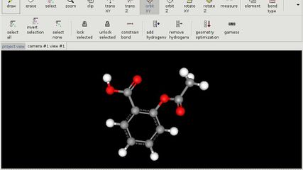 The graphical user interface, and an example molecule (acetylsalicylic acid)
