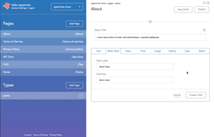 Typewriter Cloud CMS screenshot 1