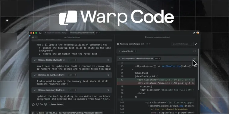 Warp launches Warp Code with tools for code review, agent profiles & integrated diff view