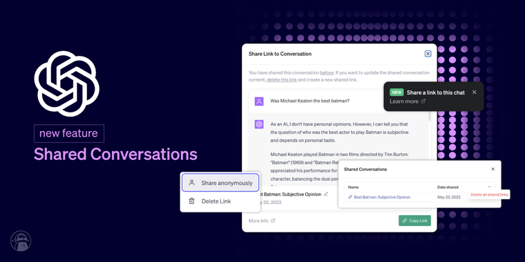 OpenAI has added a link-sharing feature in ChatGPT to improve collaboration and the exchange of ideas image