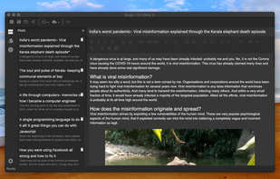 Blogly with dark theme enabled on a Mac