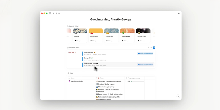 Notion has launched a Notion Home feature, a personalized dashboard with tasks & projects image