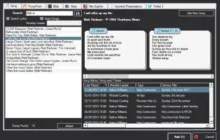 Included songs, PowerPoint, images, videos, bible verses and even twitter searches
