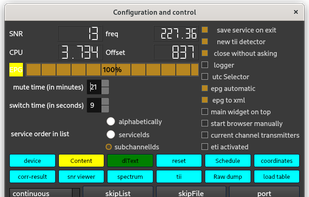 configuration and control window (Qt-DAB 5.2)