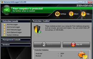 Zemana AntiLogger screenshot 1