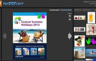 This screen shows The PDF Chef in Content Mode where a user adds their text and images.