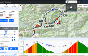 Tarmacs: Route planning, with POIs and climb markers