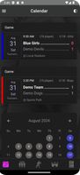 Upcoming practice and game schedule