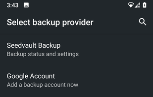 Select backup provider