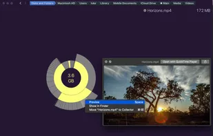 Dynamic functions like preview or show in finder make it easy to distinguish files.