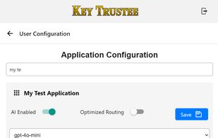 User application configuration