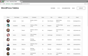 WordPress Tables screenshot 1