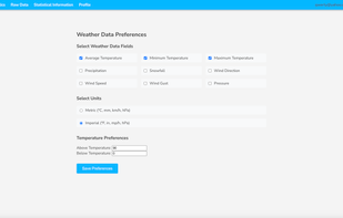 Data field selection (under profile tab)