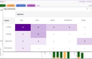 Topics and opinions heatmap