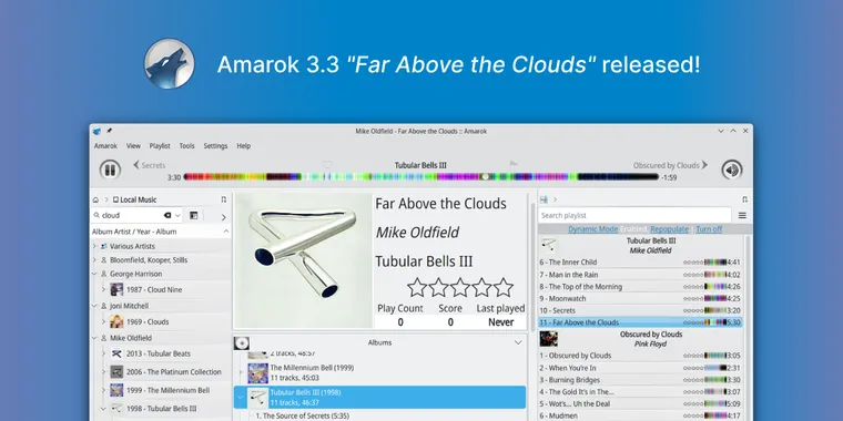 Music player Amarok 3.3 released with Qt6/KF6 support, GStreamer audio engine, and more image