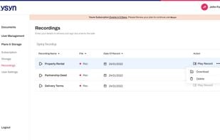 Recordings of e-signing