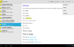 Tomdroid screenshot 2