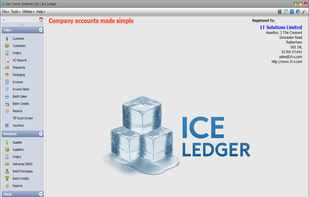 Ice Ledger Opening Screen with Main Menu panel on Left