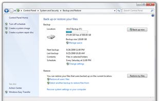 Windows Backup and Restore screenshot 1
