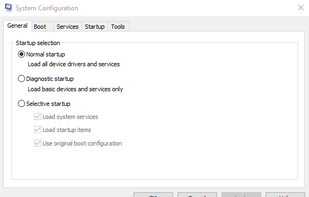 MSConfig screenshot 1