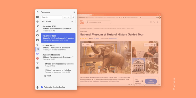 Vivaldi 6.5 update introduces Sessions Panel, Full History Sync, Workspace Rules, and more image