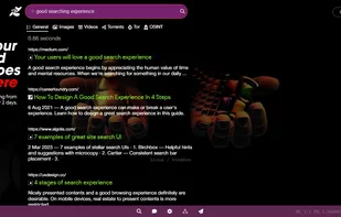 Search page, "Ubuntu" theme with wallpaper applied