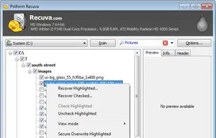 Recuva screenshot 2