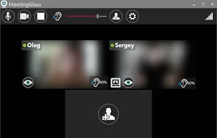 Blurry teammates behind virtual frosted glass.