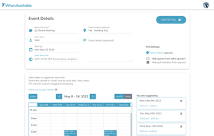 Suggest meeting day and time options.