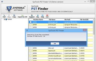  Software will start fetching details of all located PST files from a selected machine on the screen.