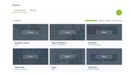 Manage unlimited A/B testing projects from your dashboard