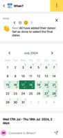 Coordinate availability with ease using Planira's visual calendar, where everyone can select and share their free dates.
