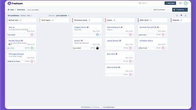 Candidates Kanban view - Applicant Tracking System