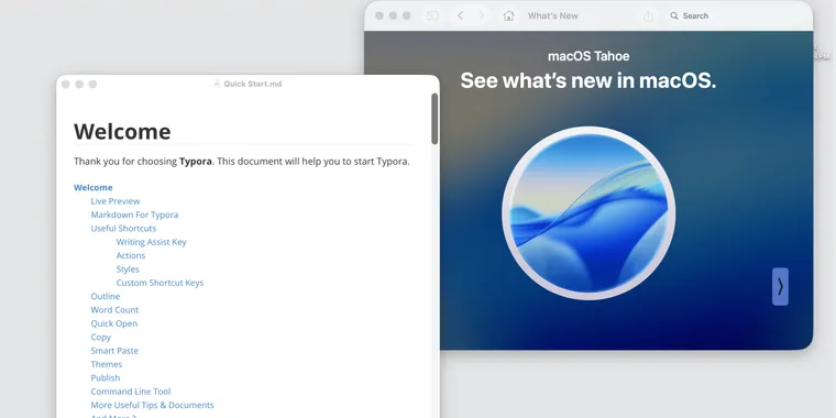 Typora for macOS adds Tahoe icon, restores share action, updates menus image